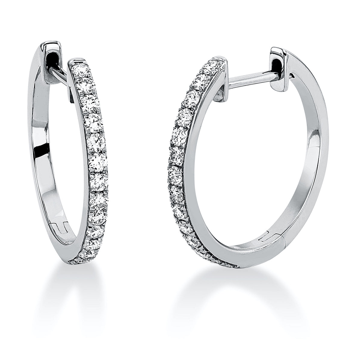 diamond full cut  modern woman hoops & huggies in white gold