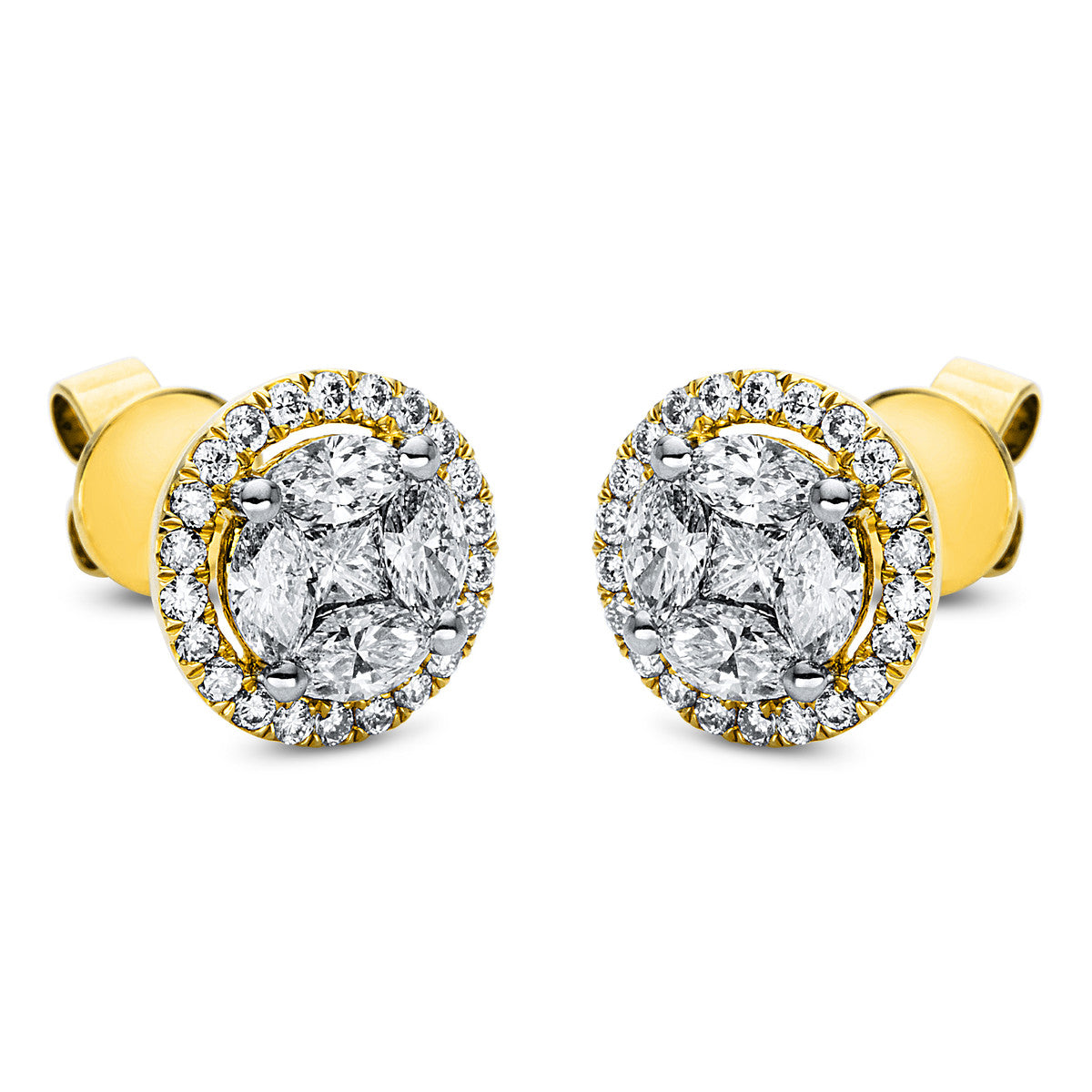 marquise  illusion classic studs in yellow gold