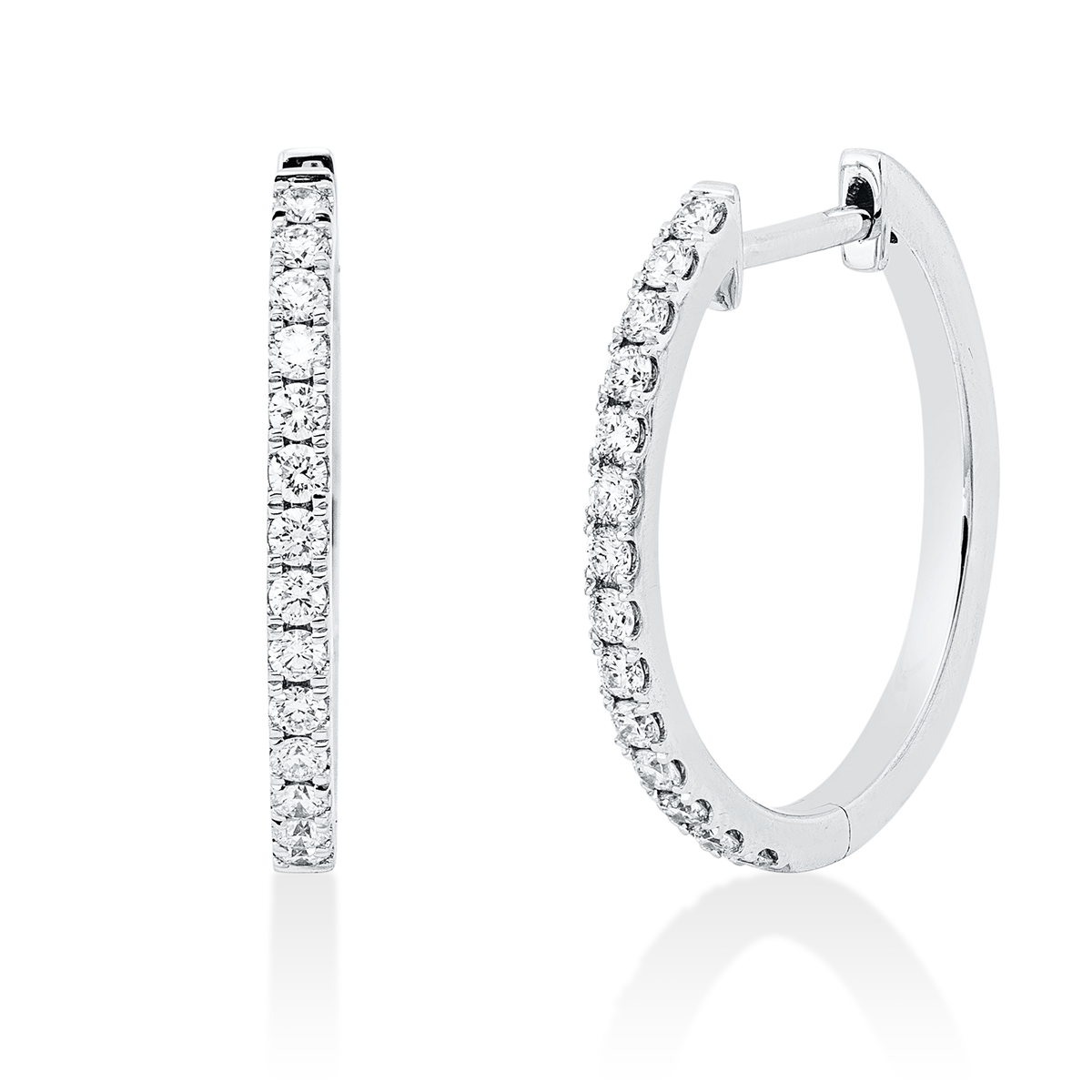 diamond full cut  modern woman hoops & huggies in white gold