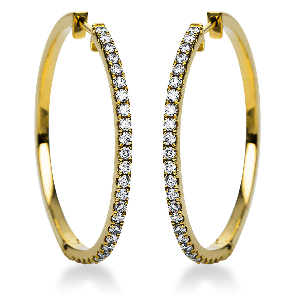 diamond full cut  modern woman hoops & huggies in yellow gold