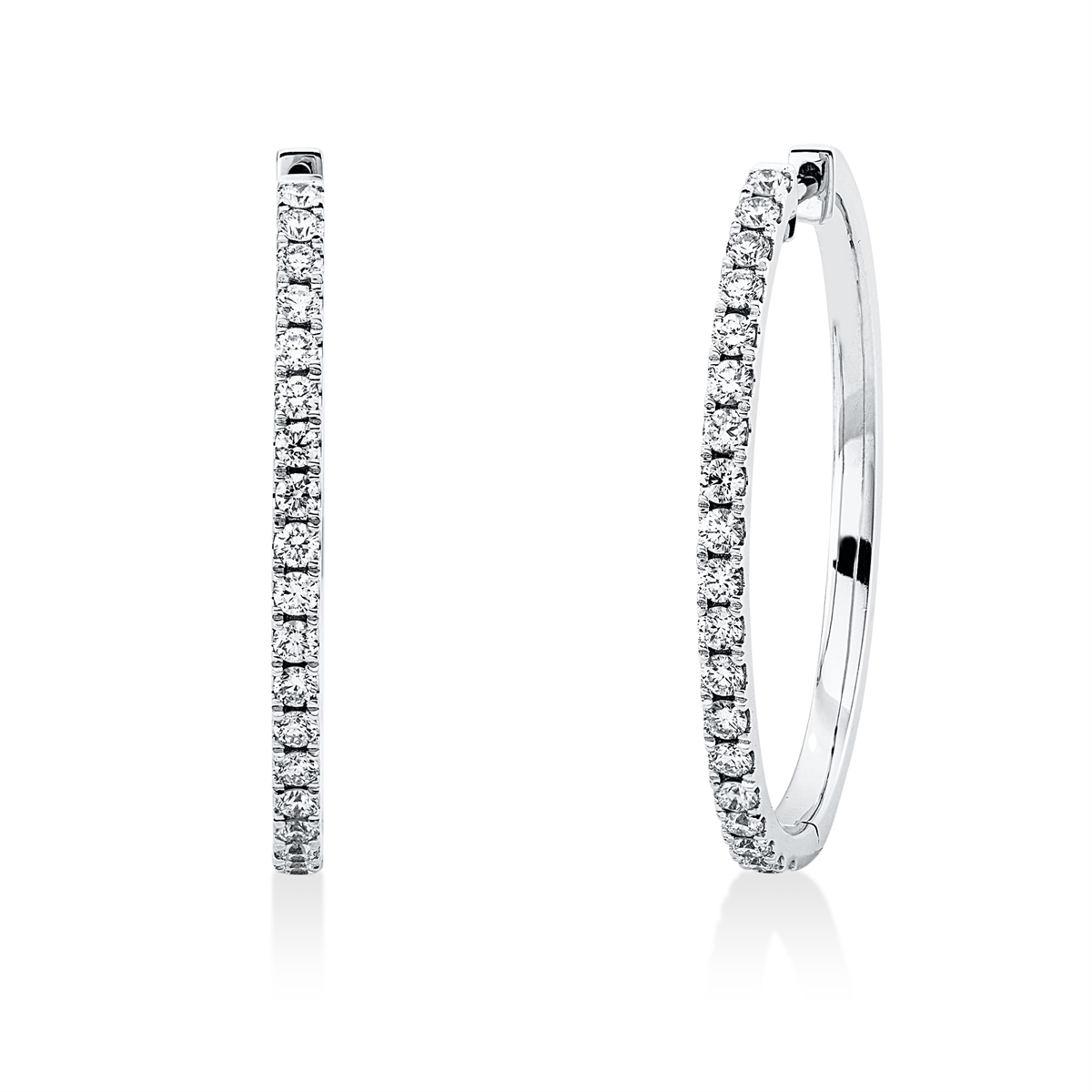 diamond full cut  modern woman hoops & huggies in white gold