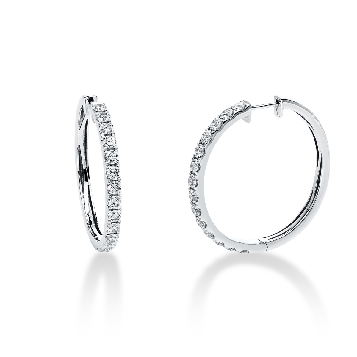diamond full cut  exclusive hoops & huggies in white gold