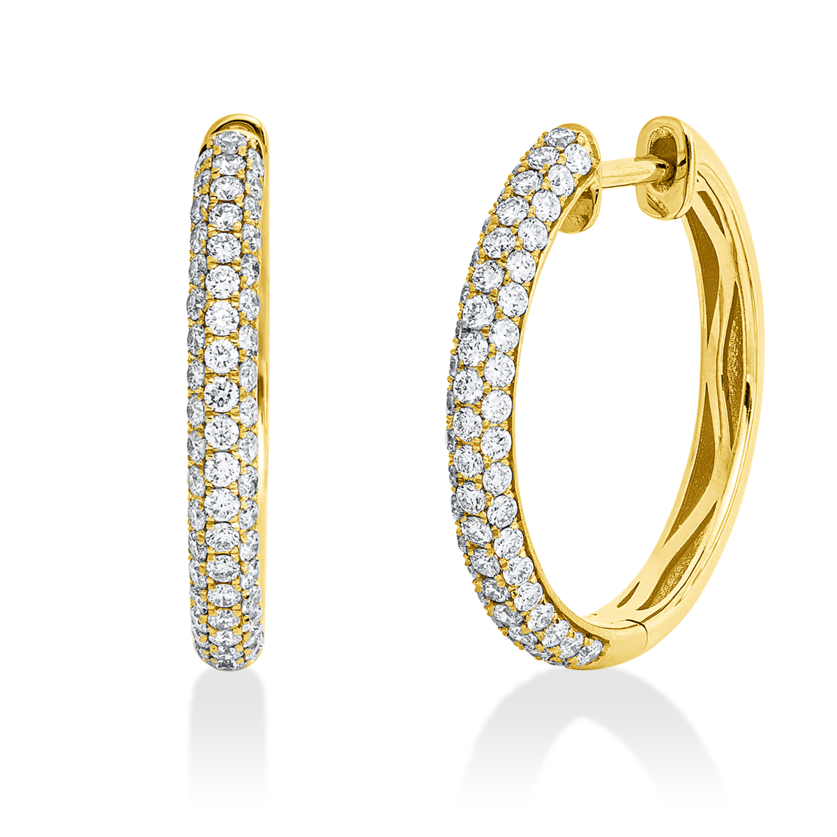 diamond full cut  pavé hoops & huggies in yellow gold