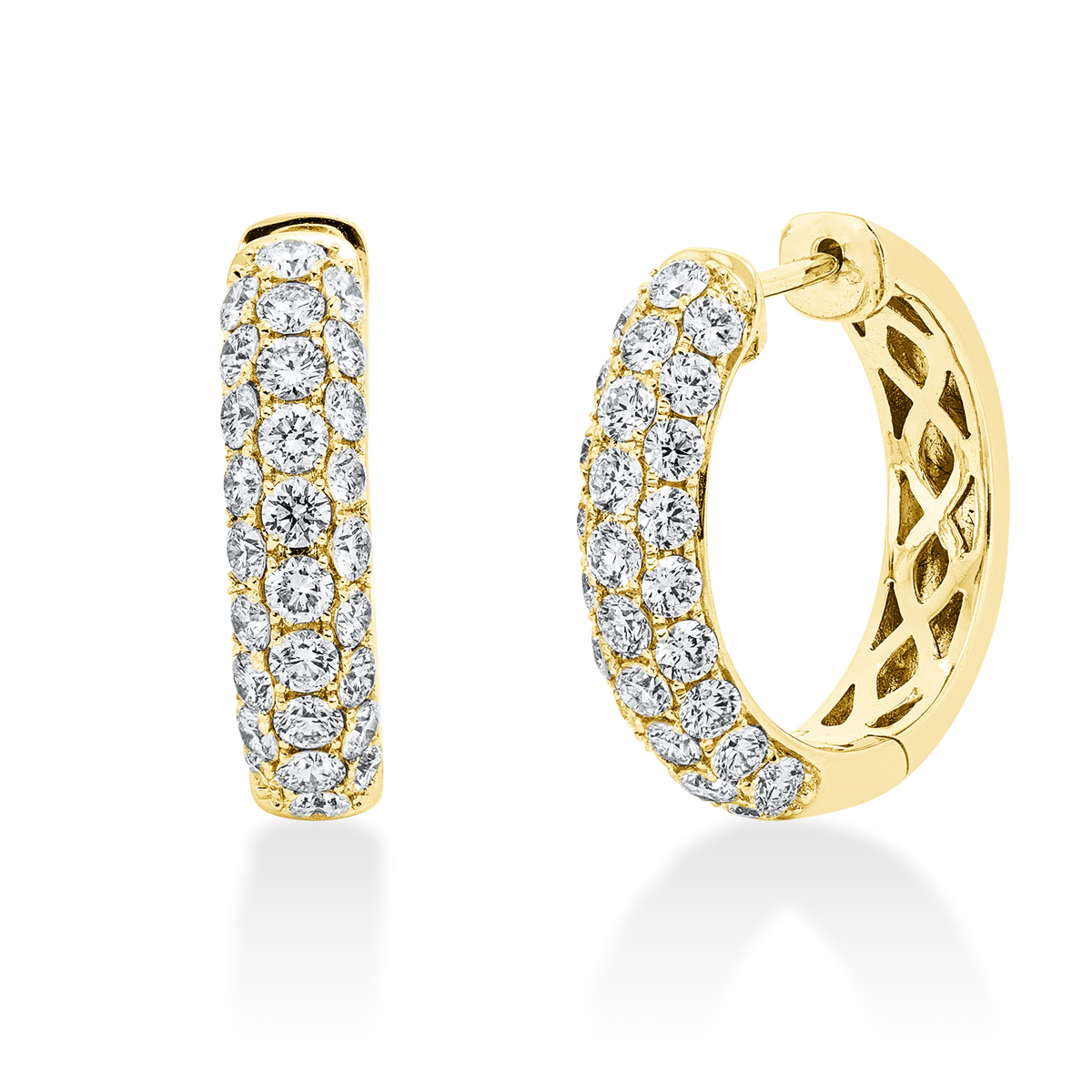 diamond full cut  pavé hoops & huggies in yellow gold