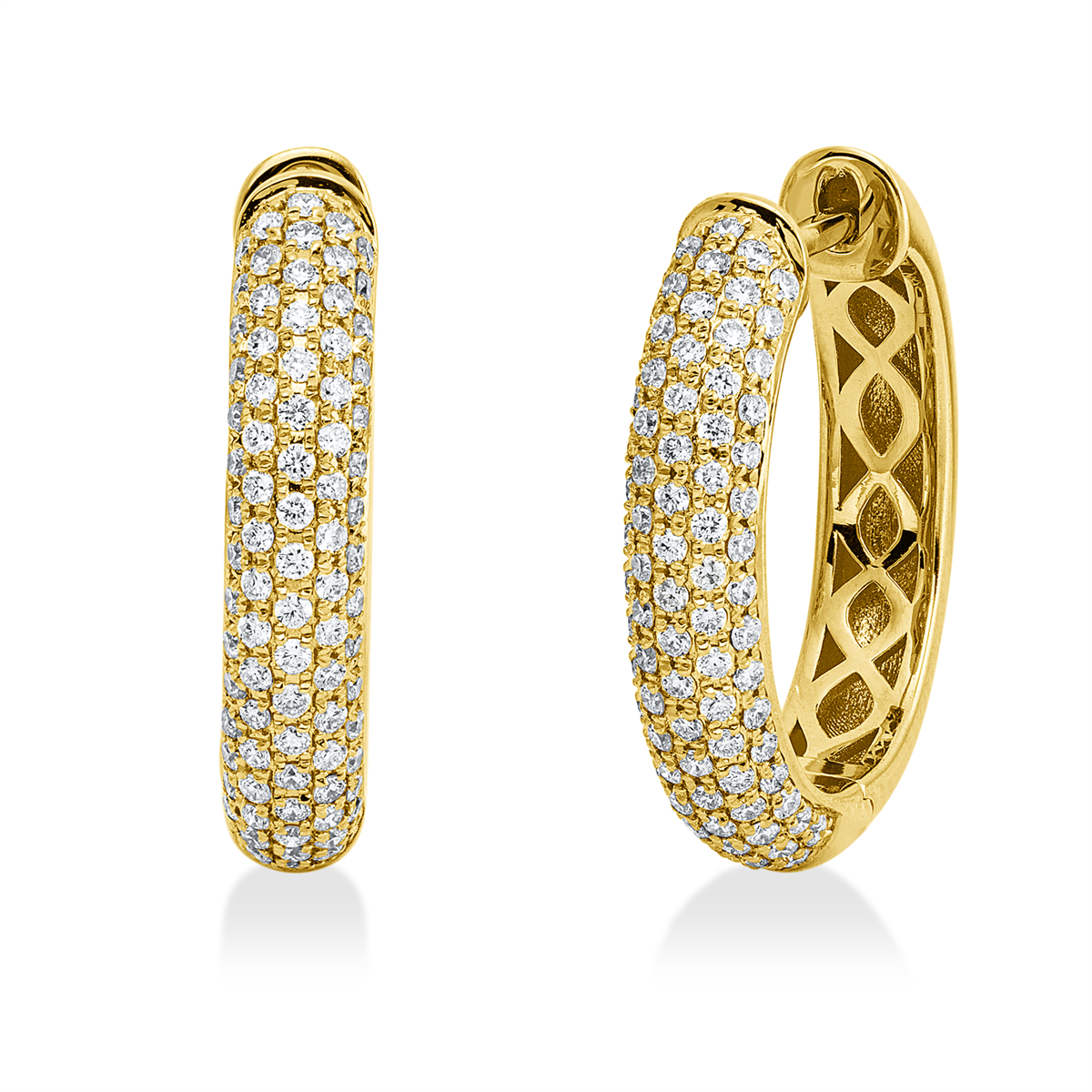 diamond full cut  pavé hoops & huggies in yellow gold