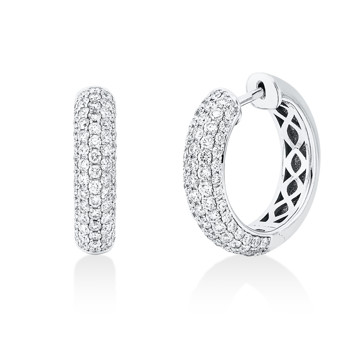 diamond full cut  pavé hoops & huggies in white gold