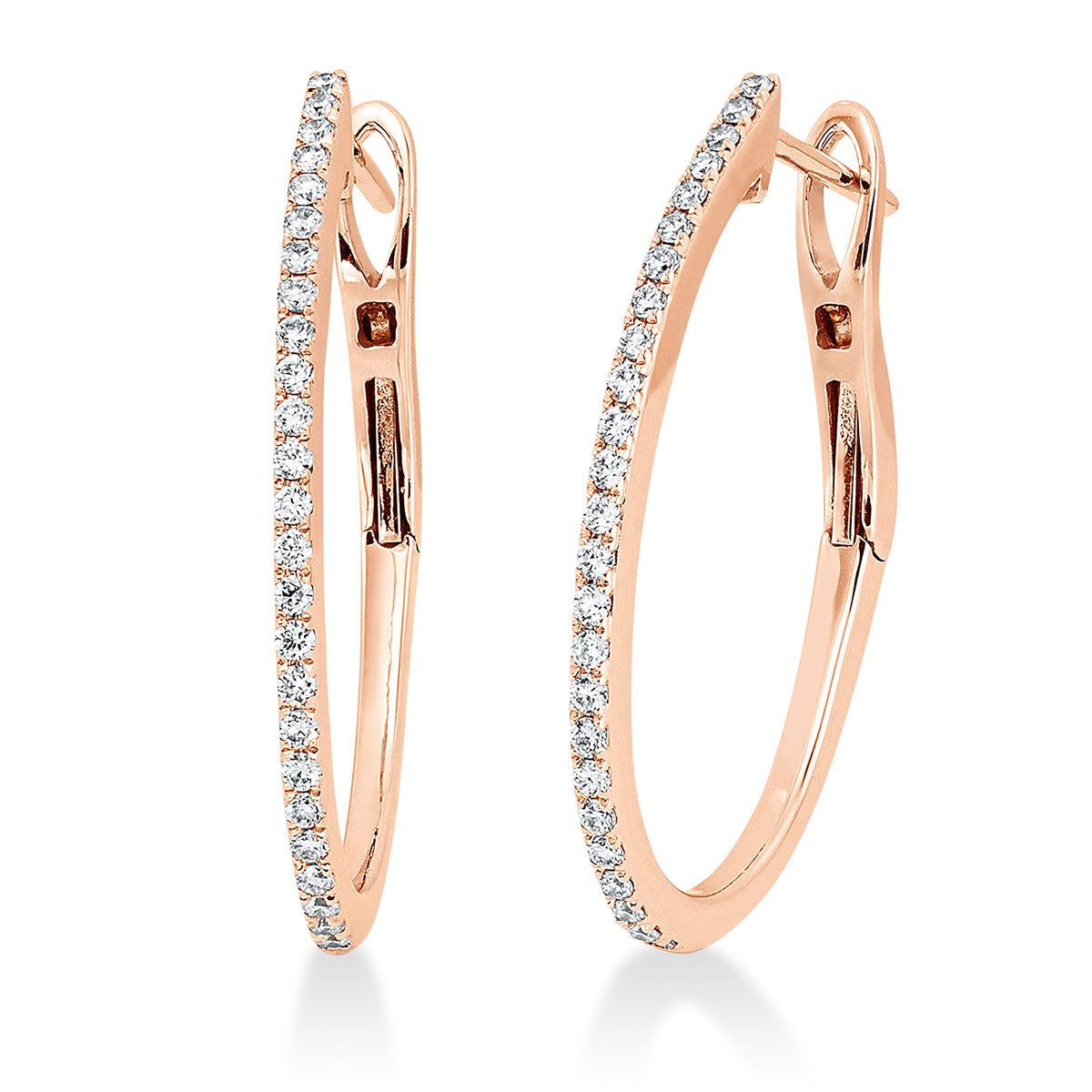 diamond full cut  modern woman hoops & huggies in red gold