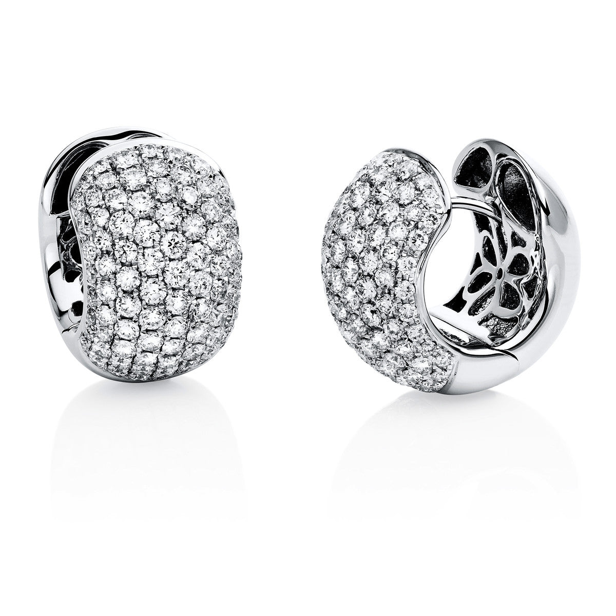 diamond full cut  pavé hoops & huggies in white gold