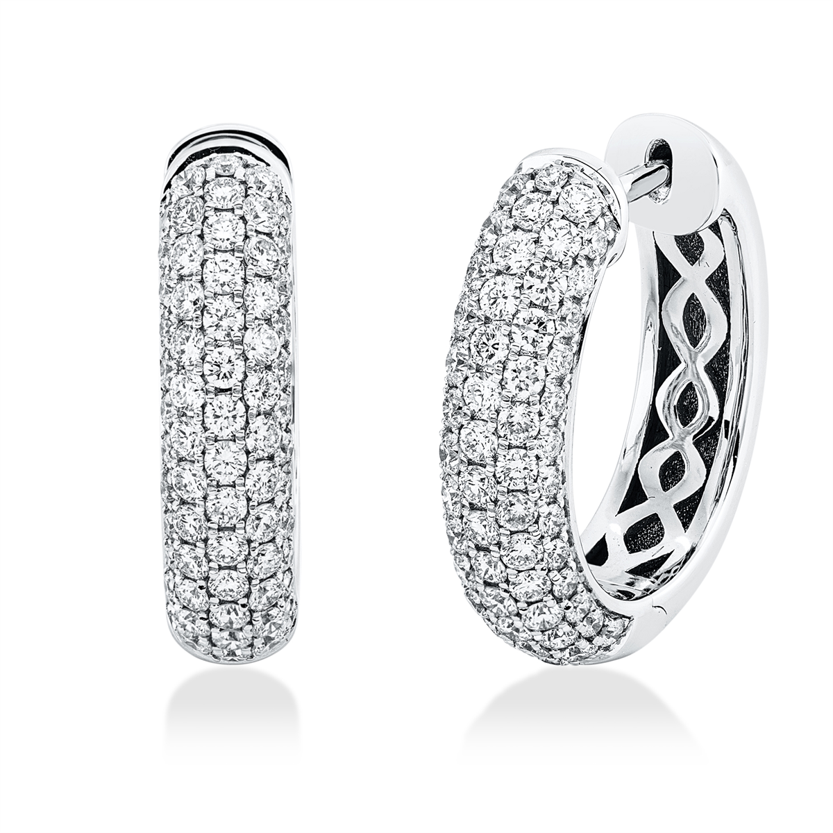 diamond full cut  pavé hoops & huggies in white gold
