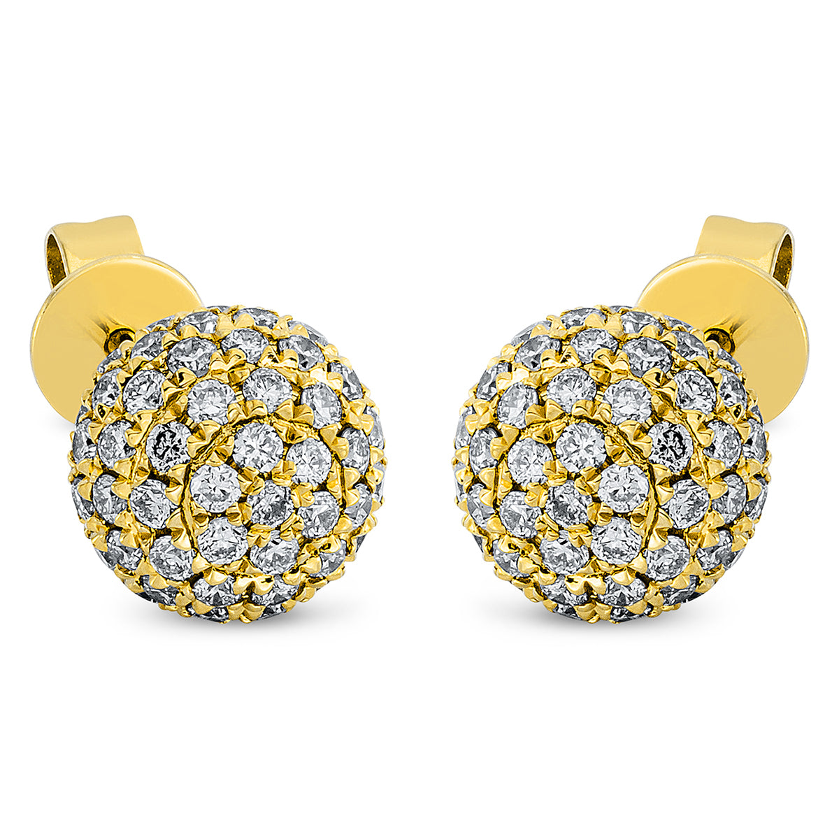diamond full cut  pavé studs in yellow gold