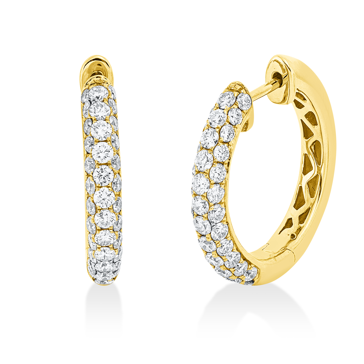 diamond full cut  pavé hoops & huggies in yellow gold