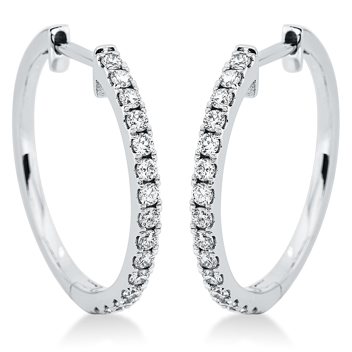 diamond full cut  modern woman hoops & huggies in white gold