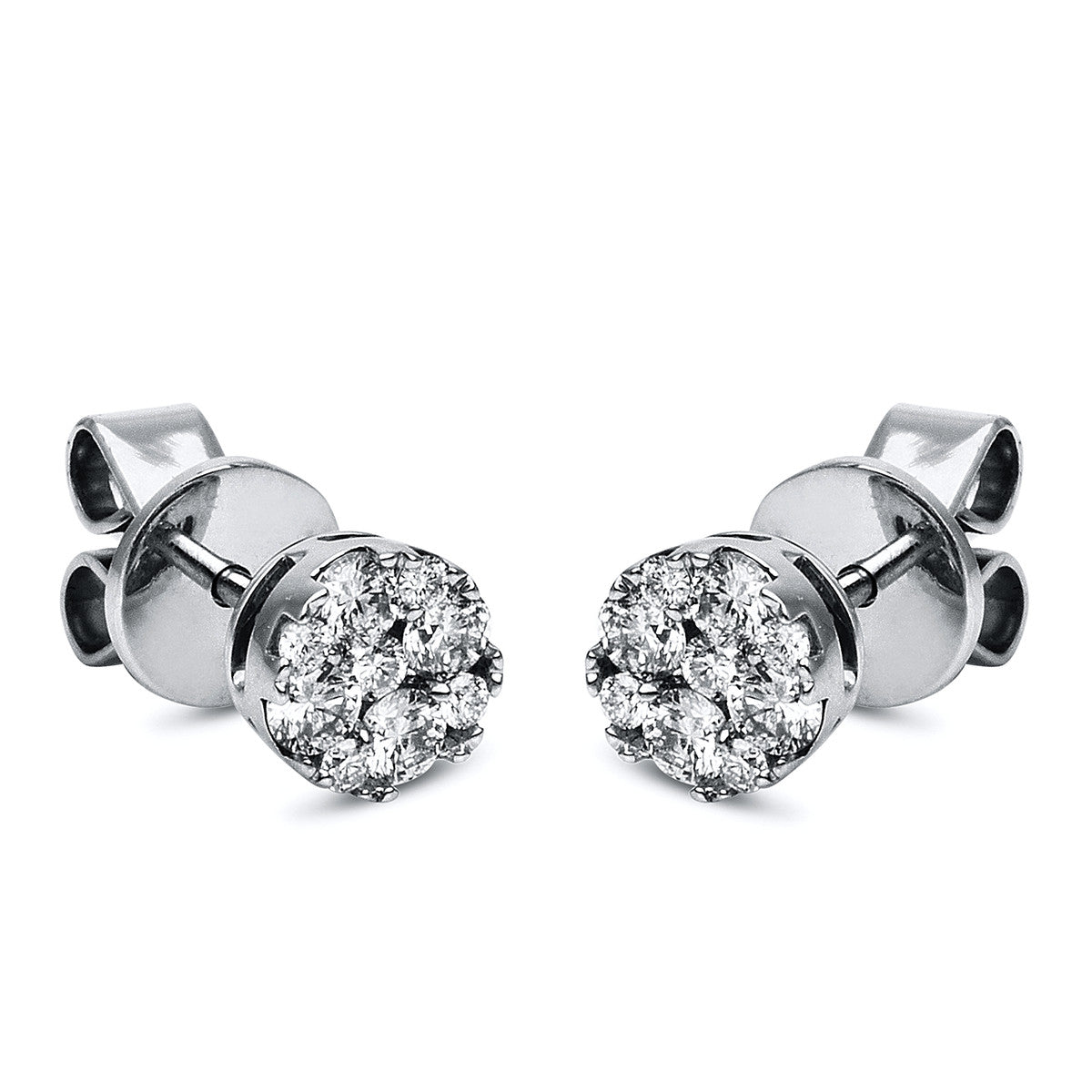 diamond full cut  illusion classic studs in white gold