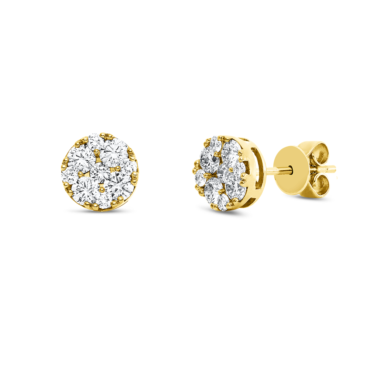 diamond full cut  illusion classic studs in yellow gold