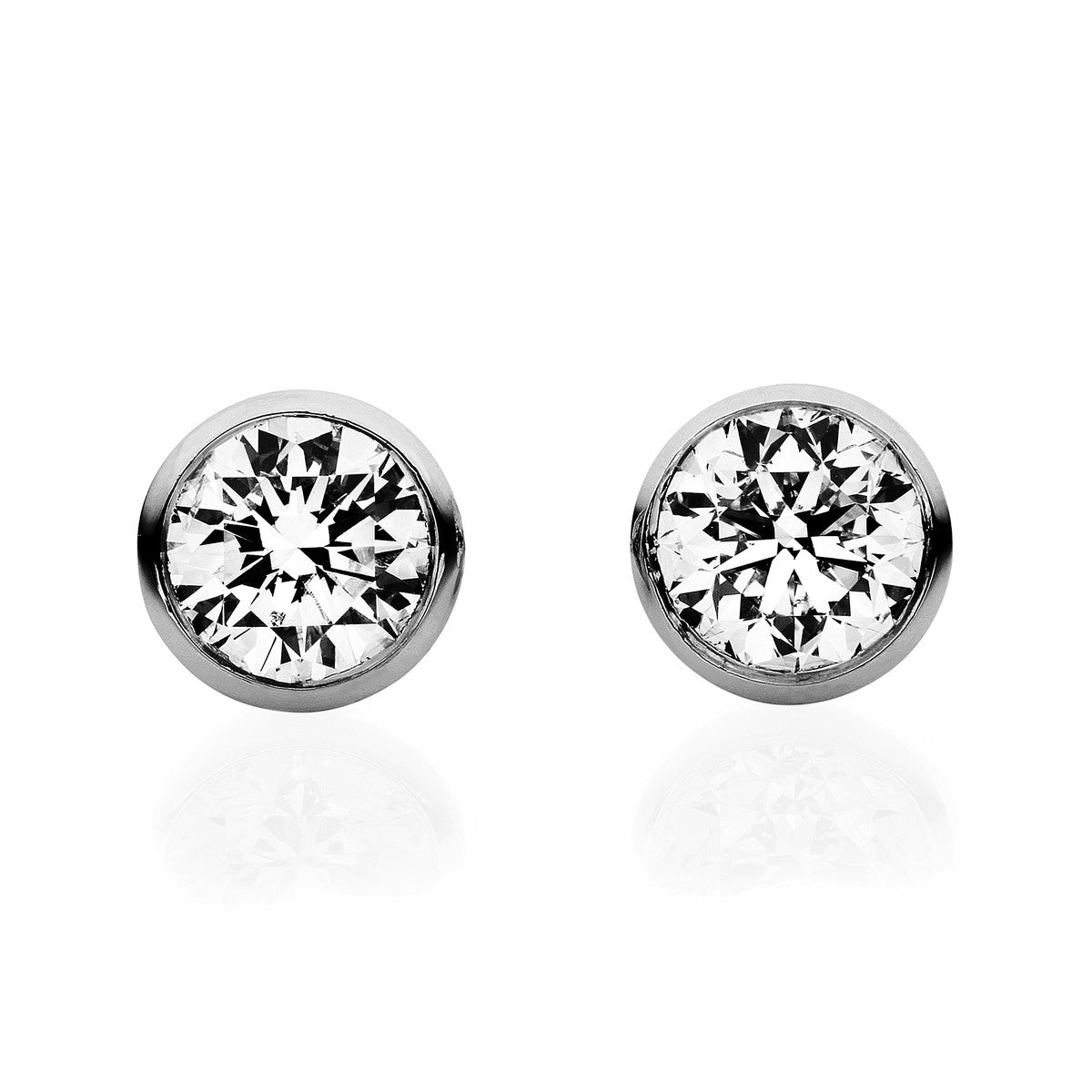diamond full cut  solitaire studs in white gold