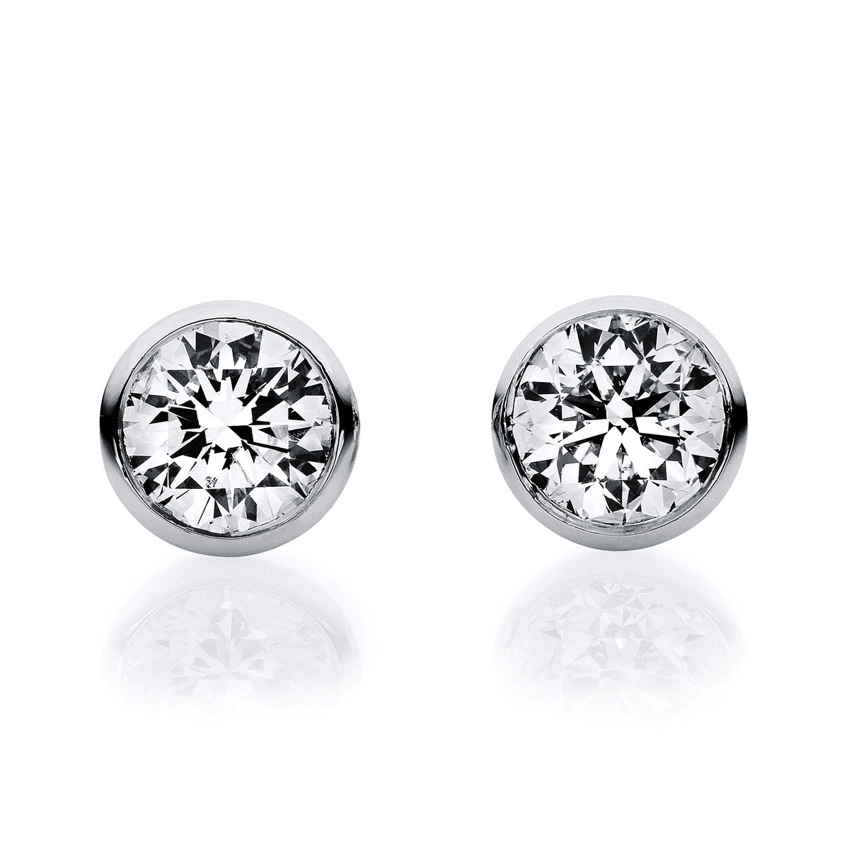 diamond full cut  solitaire studs in white gold