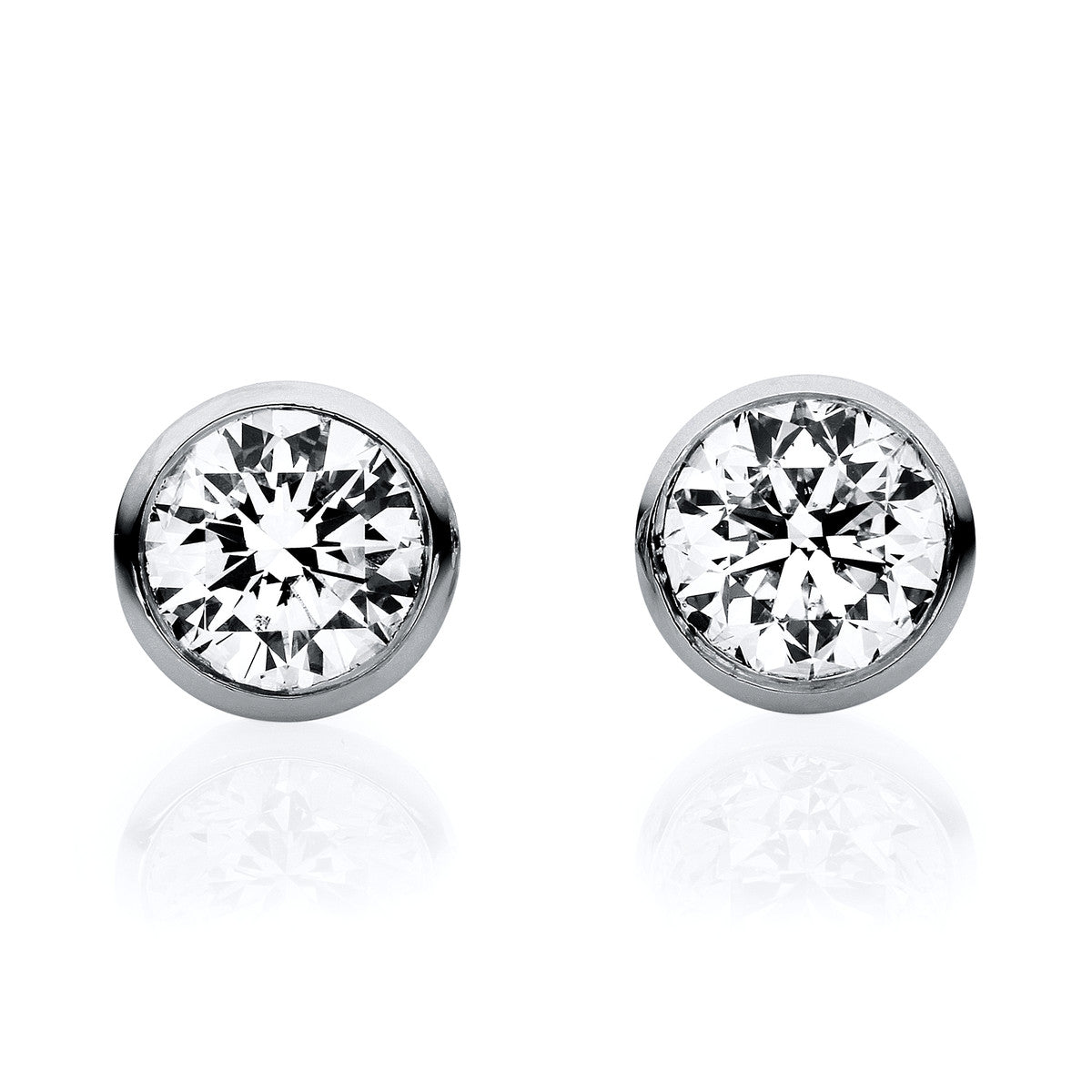 diamond full cut  solitaire studs in white gold