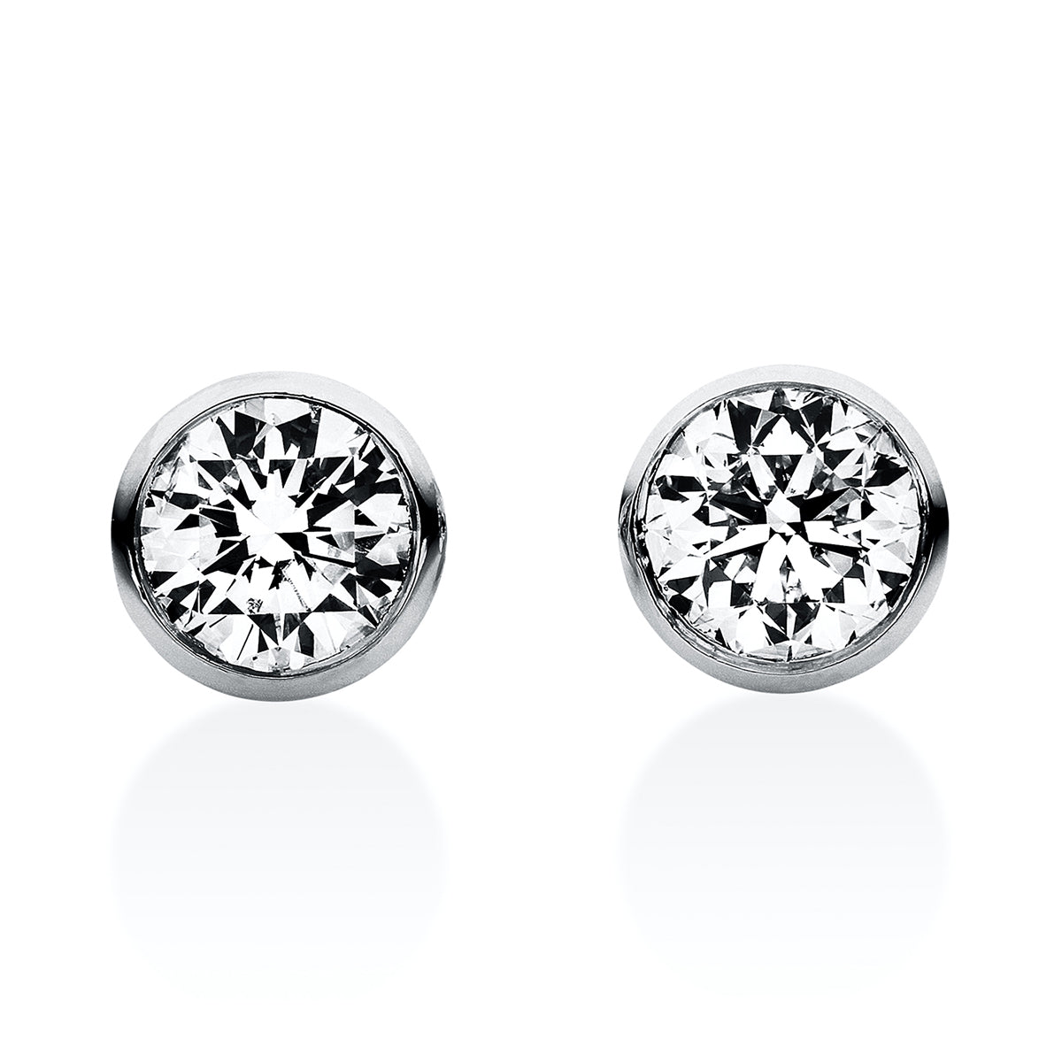 diamond full cut  solitaire studs in white gold