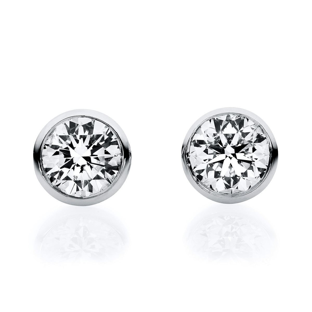 diamond full cut  solitaire studs in white gold