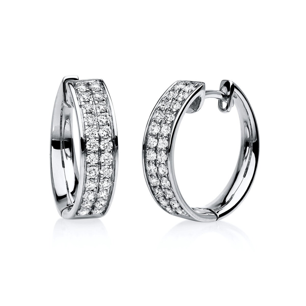 diamond full cut  modern woman hoops & huggies in white gold