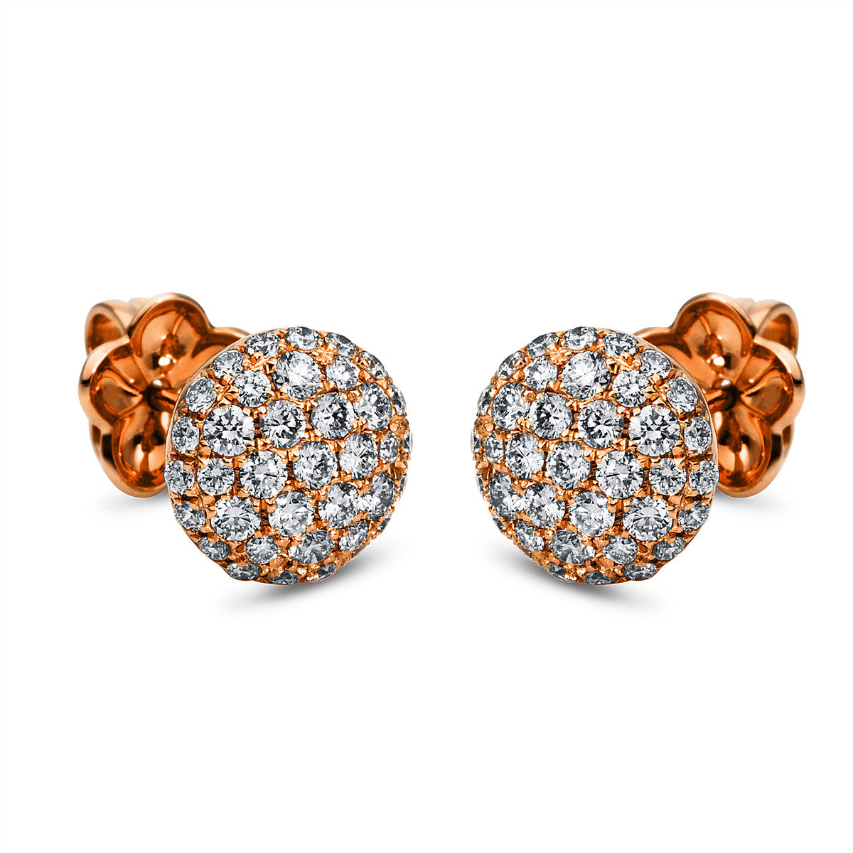 diamond full cut  pavé studs in red gold