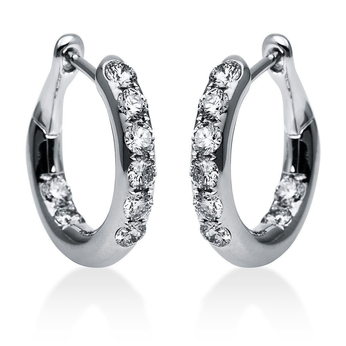 diamond full cut  modern woman hoops & huggies in white gold