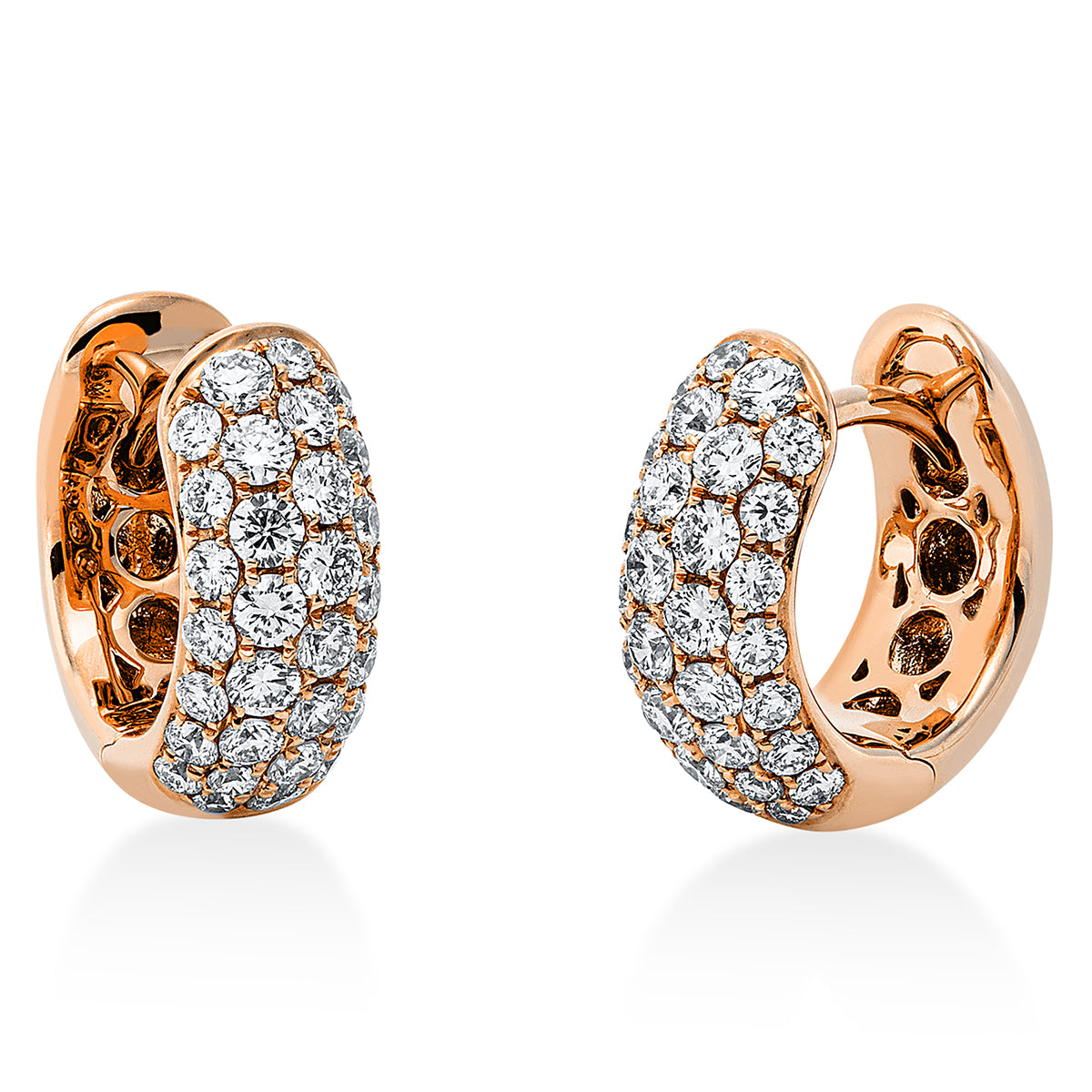 diamond full cut  pavé hoops & huggies in red gold