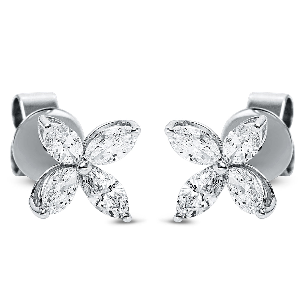 marquise  illusion classic studs in white gold