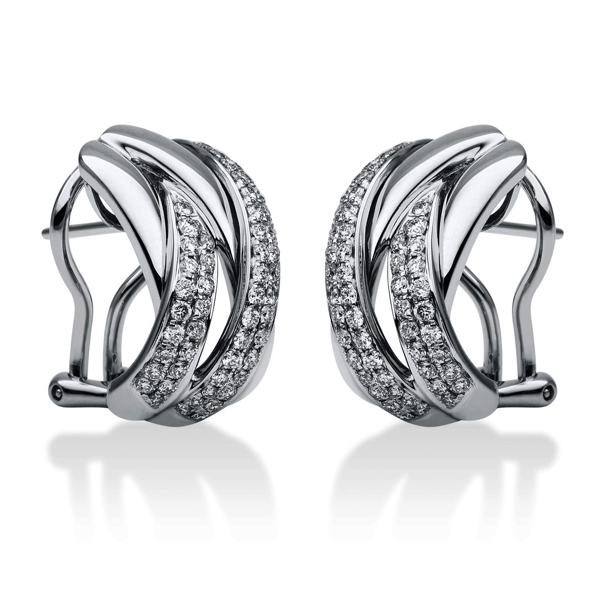 diamond full cut  exclusive hoops & huggies in white gold