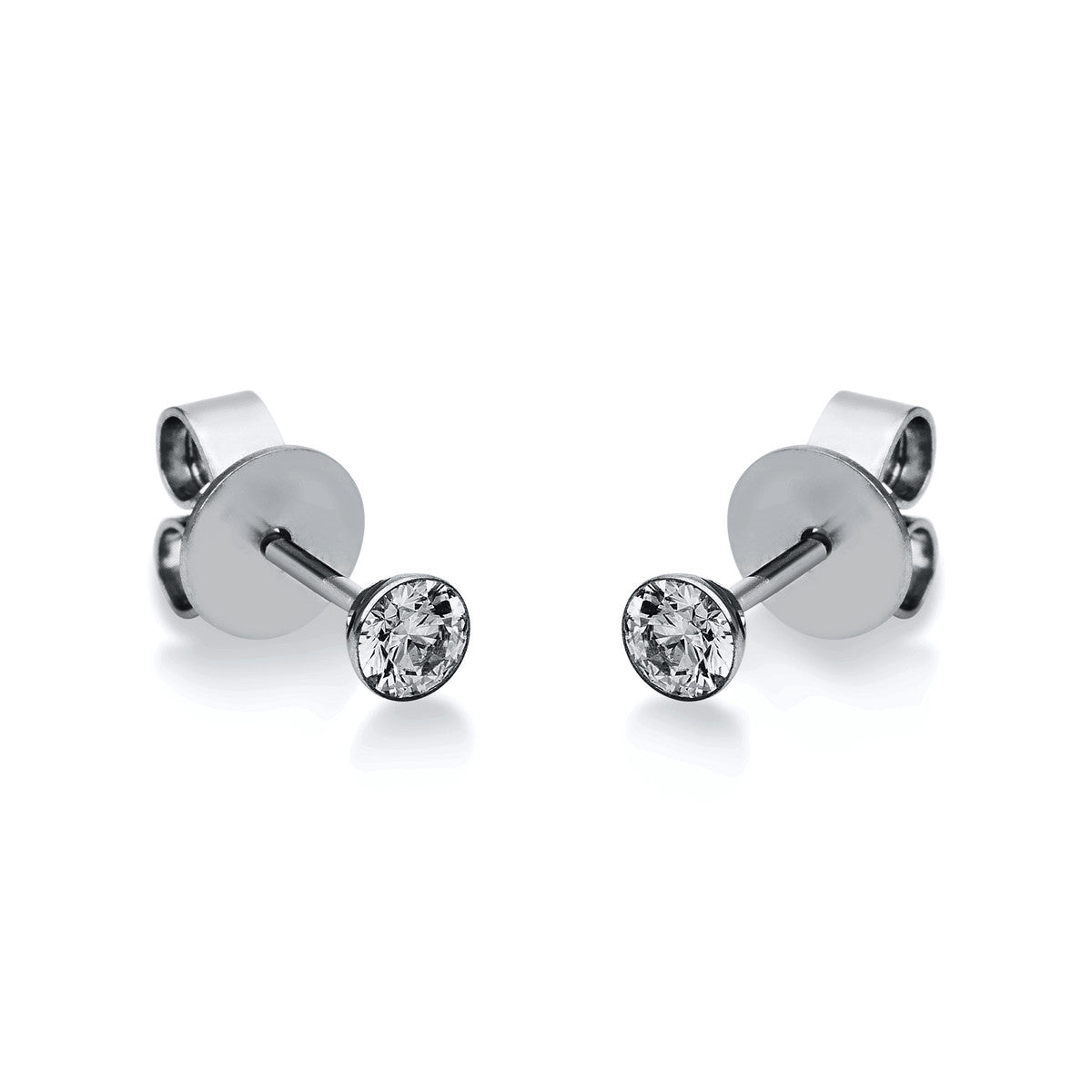 diamond full cut  solitaire studs in white gold
