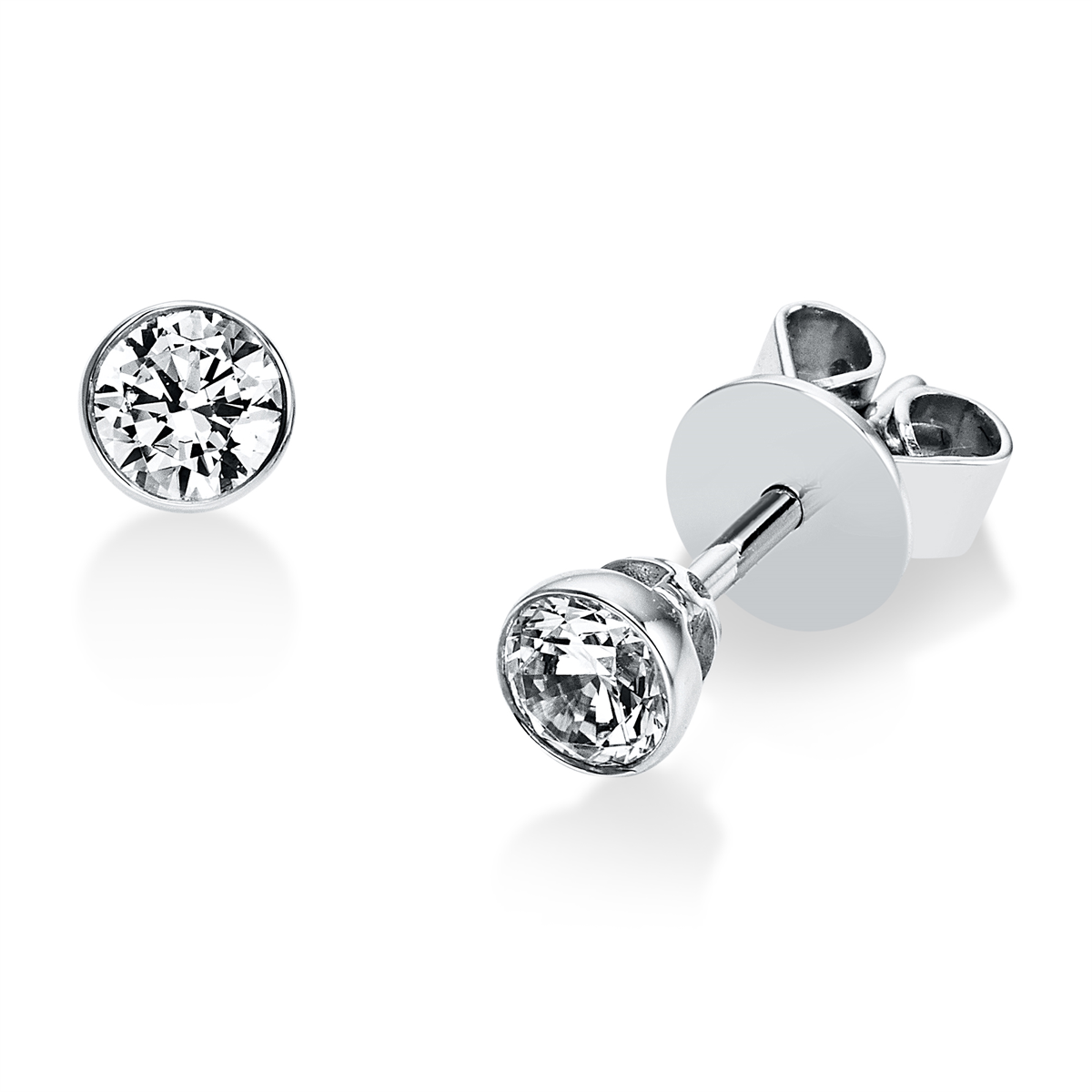 diamond full cut  solitaire studs in white gold