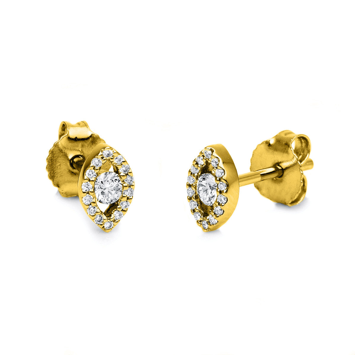 diamond full cut  solitaire with accent stones studs in yellow gold