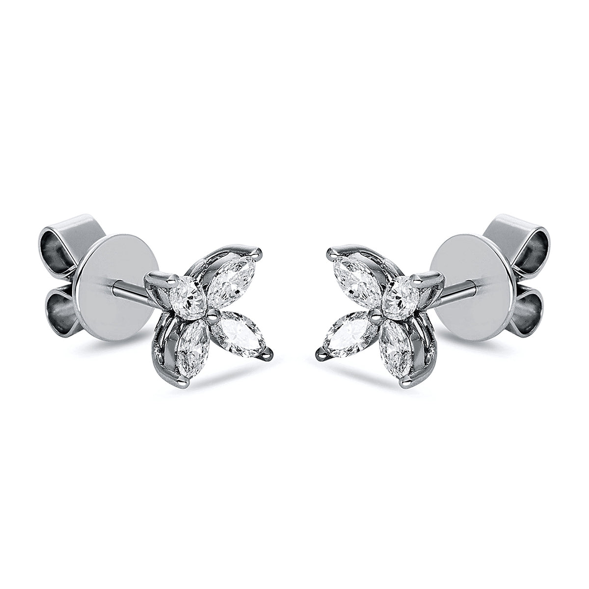 marquise  modern woman studs in white gold