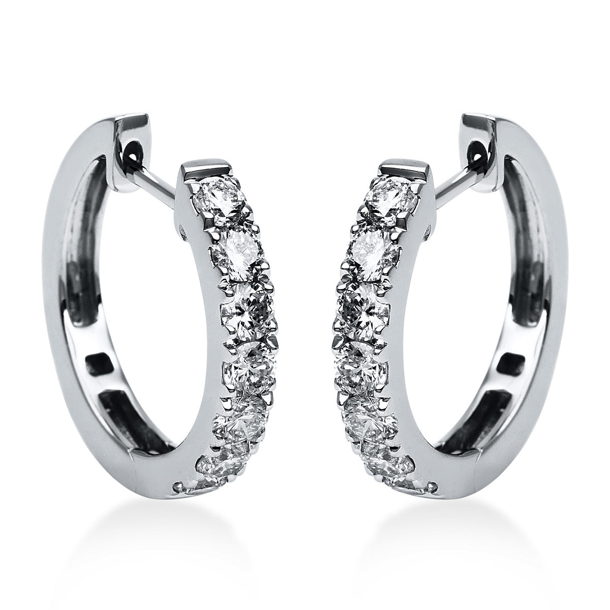 diamond full cut  modern woman hoops & huggies in white gold