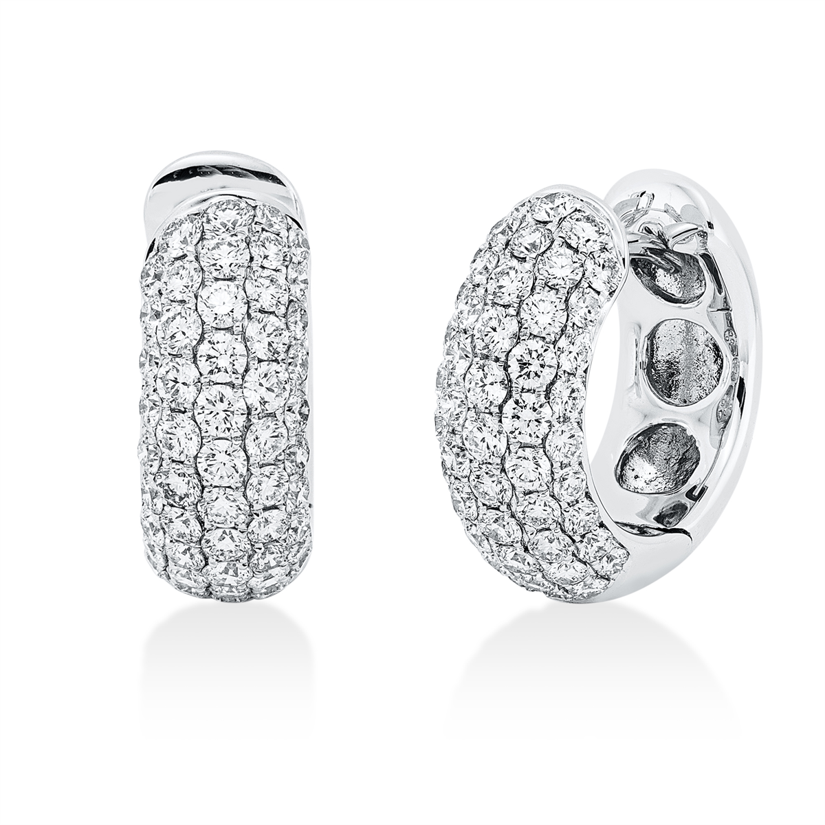 diamond full cut  pavé hoops & huggies in white gold