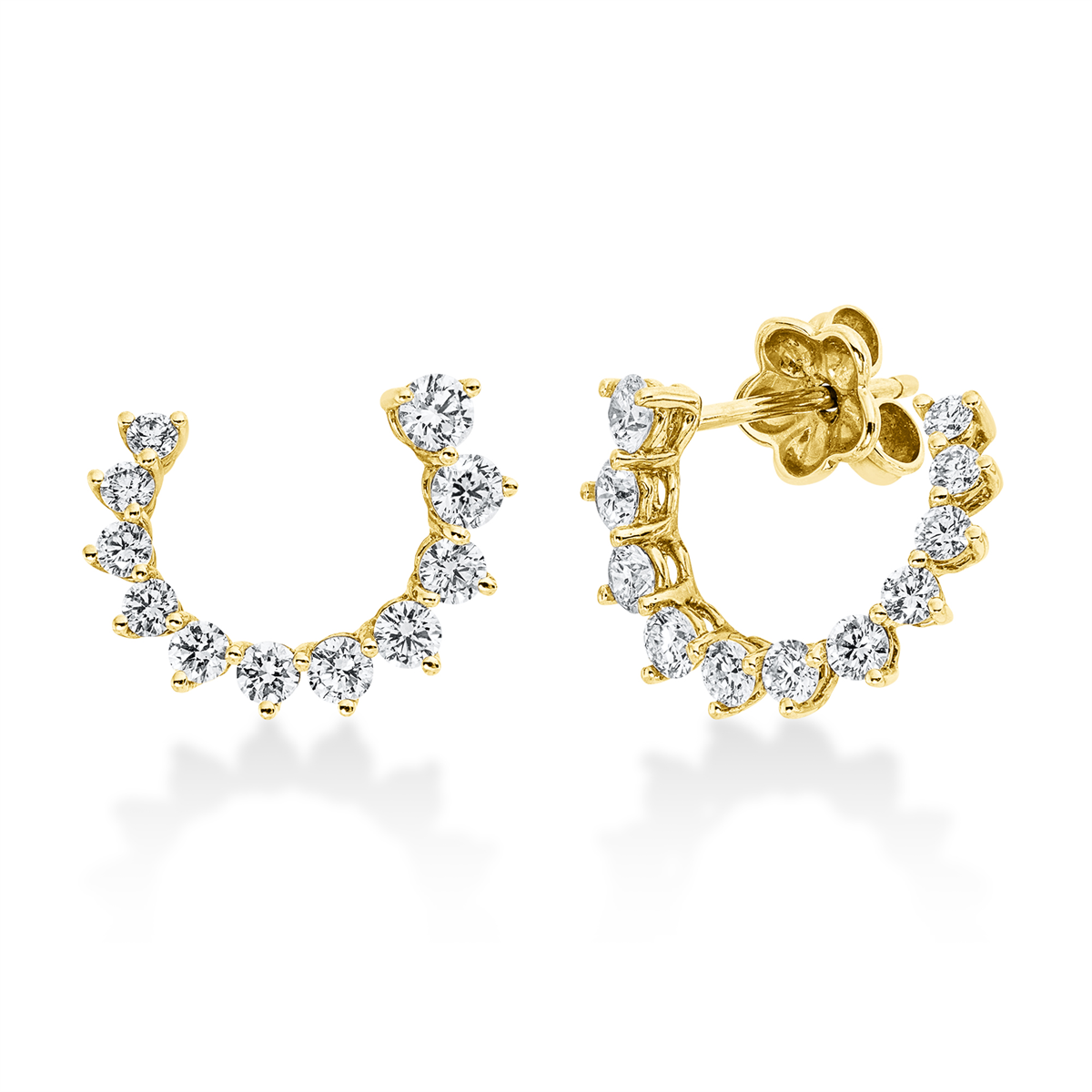 diamond full cut  modern woman studs in yellow gold
