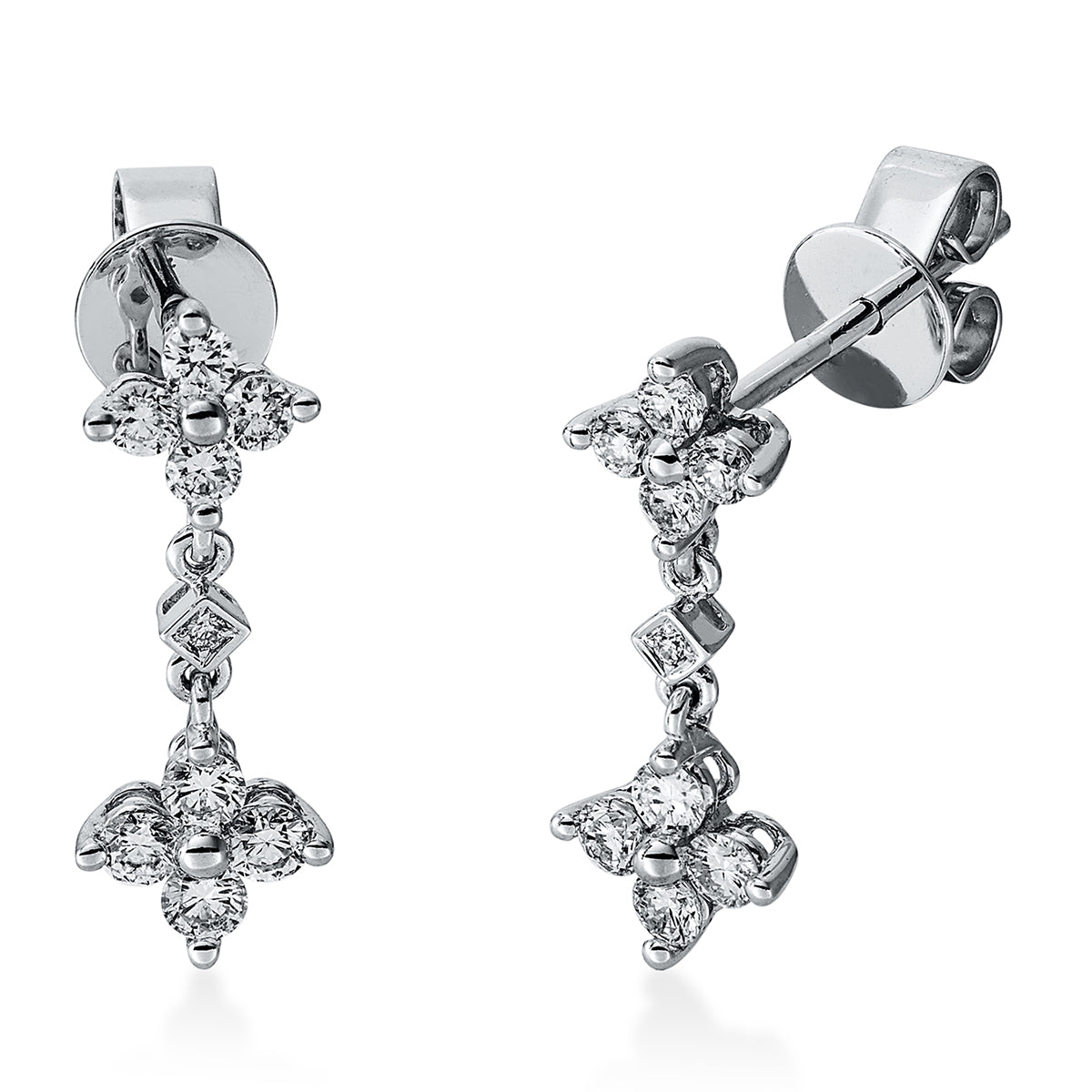 diamond full cut  modern woman earrings in white gold