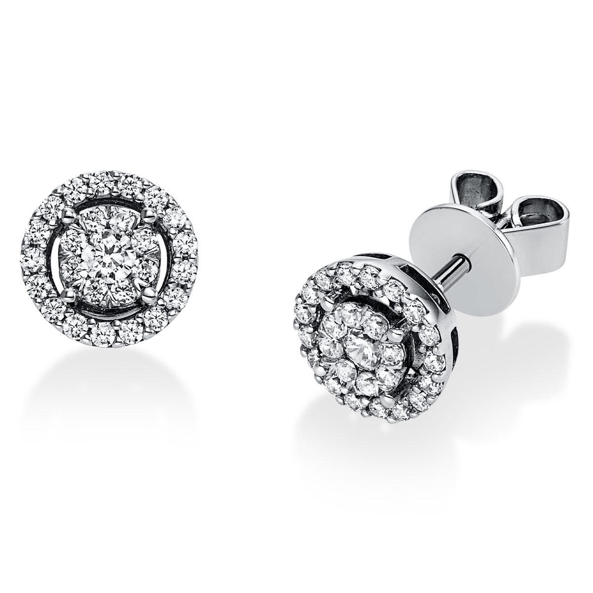 diamond full cut  illusion classic studs in white gold