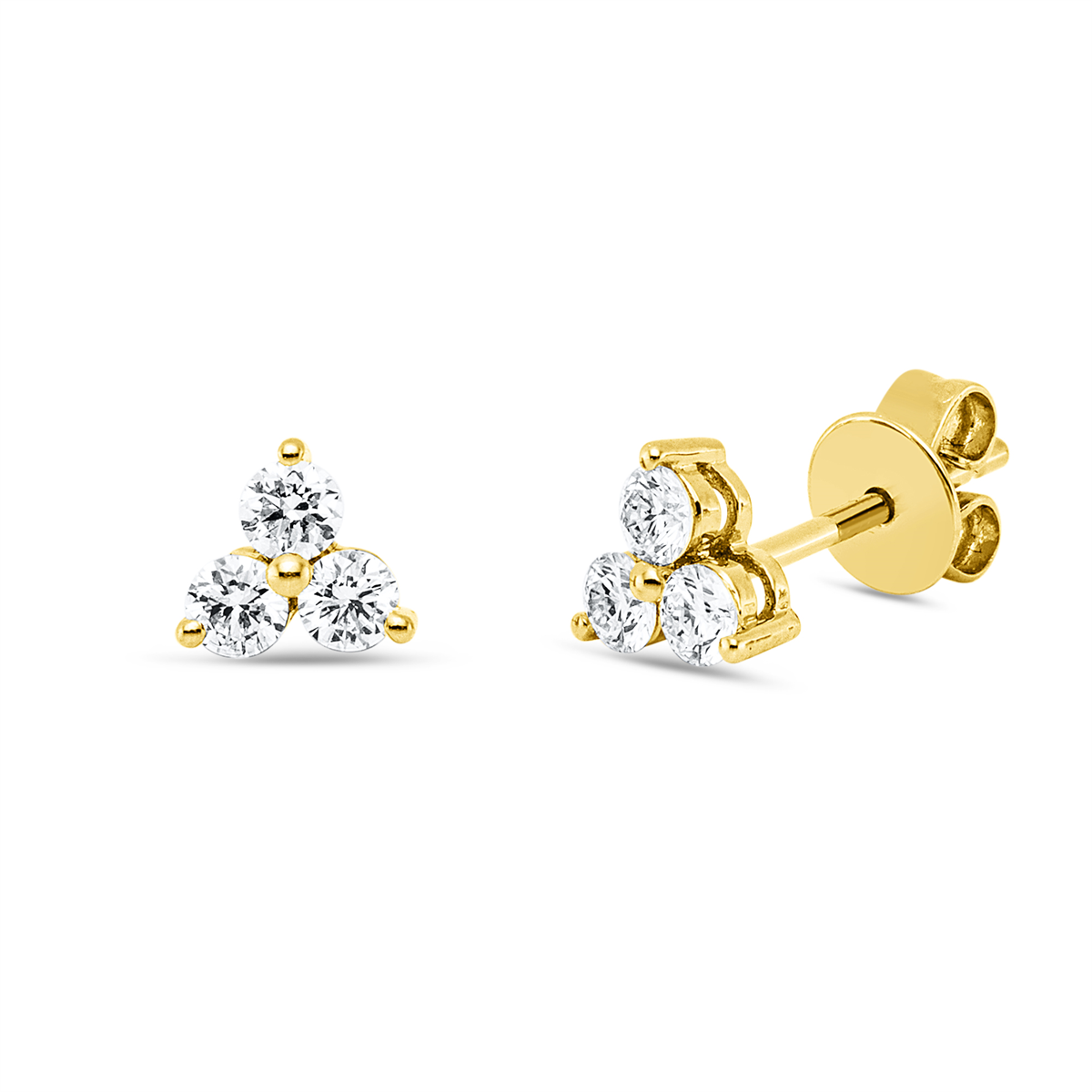 diamond full cut  multi-stone studs in yellow gold