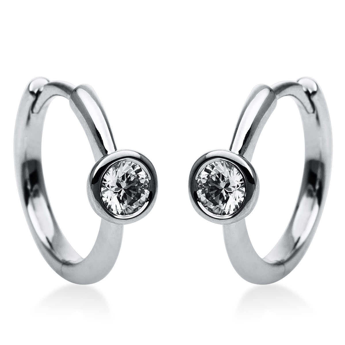 diamond full cut  solitaire hoops & huggies in white gold
