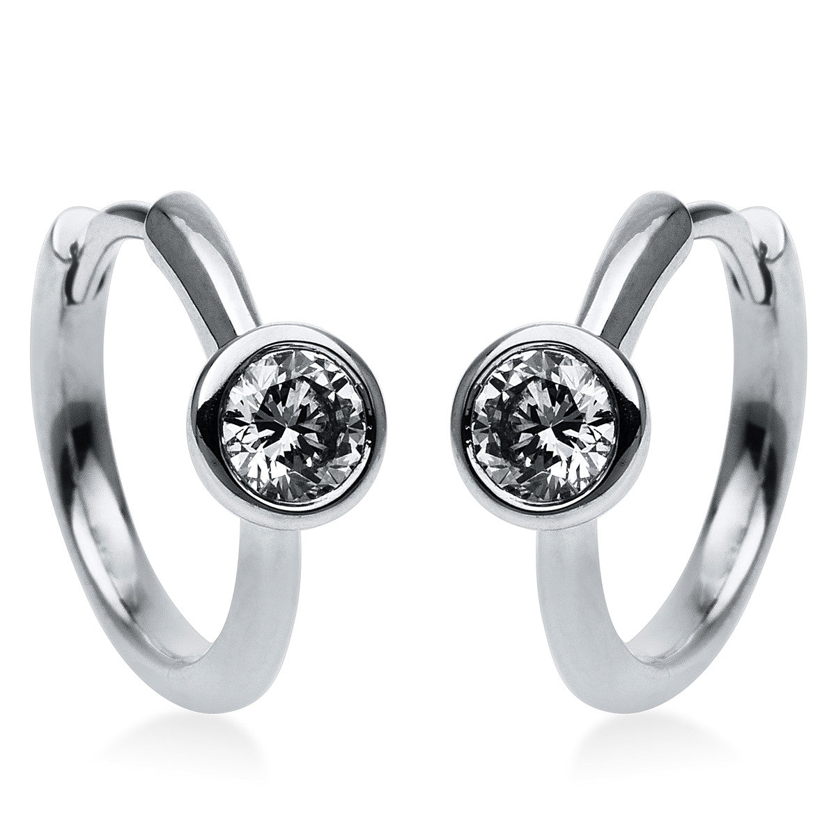diamond full cut  solitaire hoops & huggies in white gold