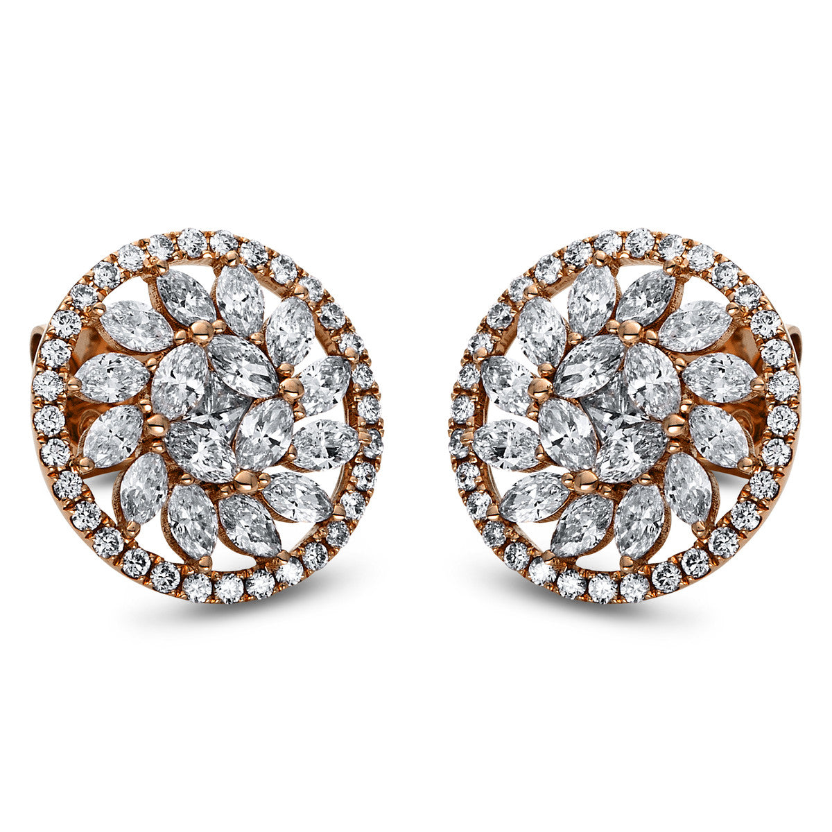 diamond full cut  illusion classic studs in red gold