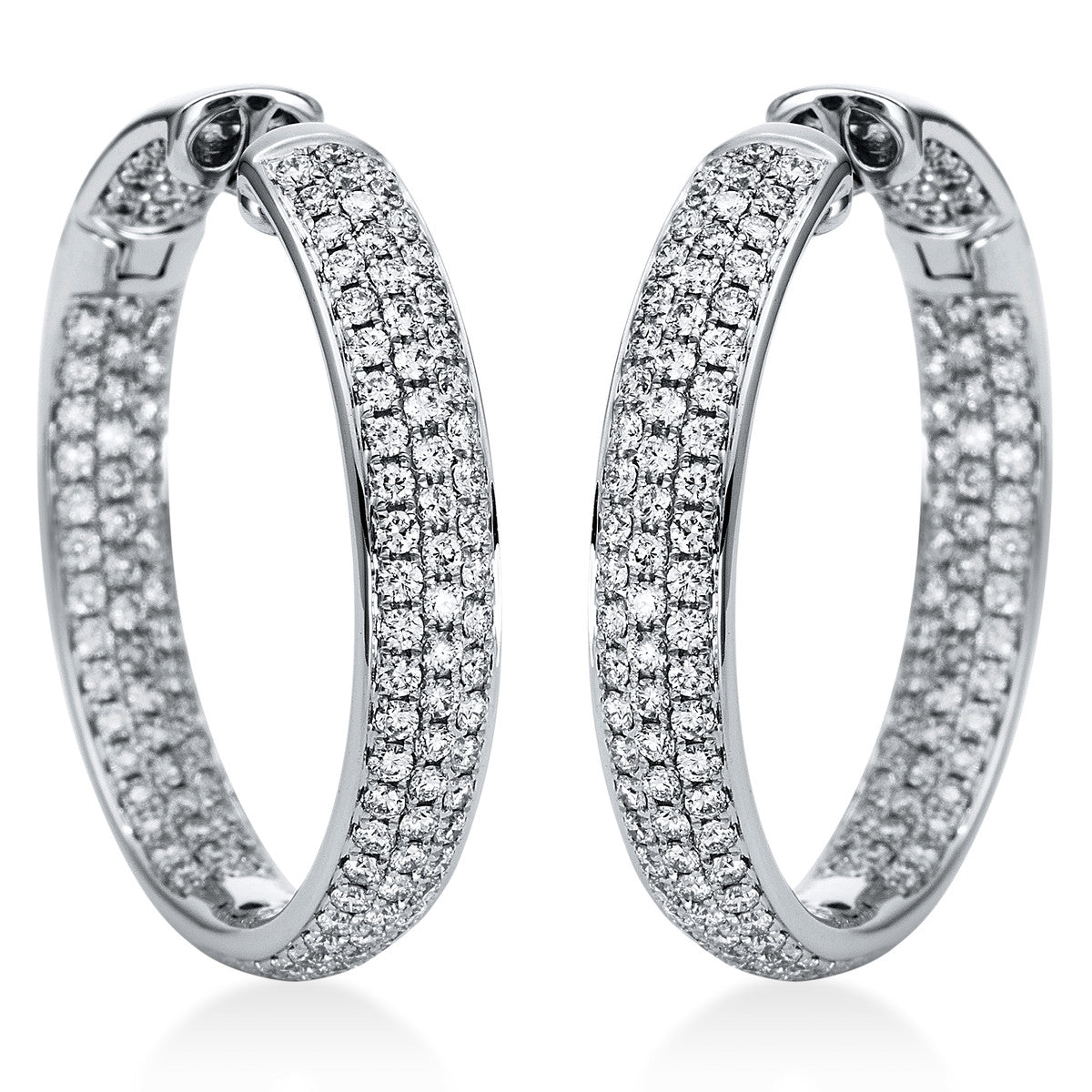 diamond full cut  pavé hoops & huggies in white gold