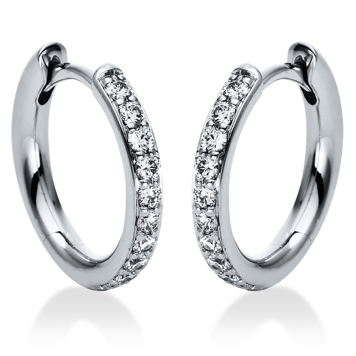 diamond full cut  modern woman hoops & huggies in white gold