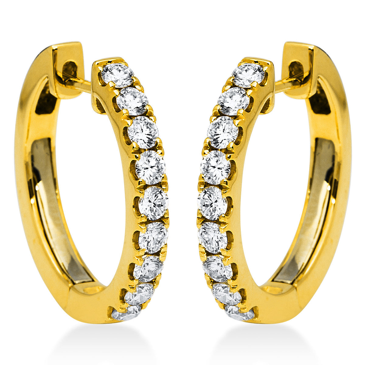 diamond full cut  modern woman hoops & huggies in yellow gold