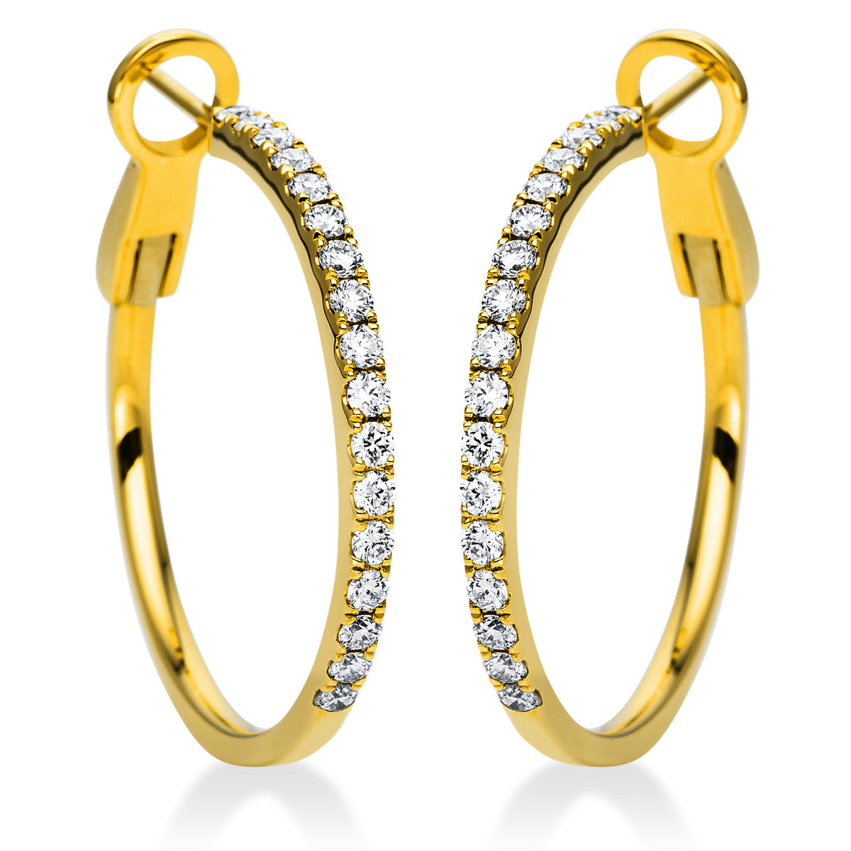 diamond full cut  exclusive hoops & huggies in yellow gold