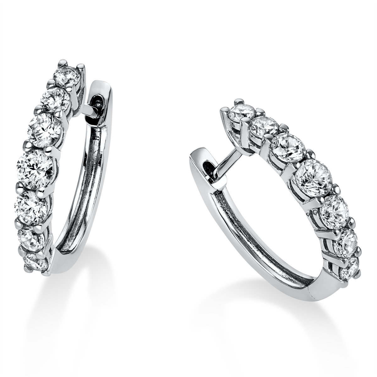 diamond full cut  modern woman hoops & huggies in white gold