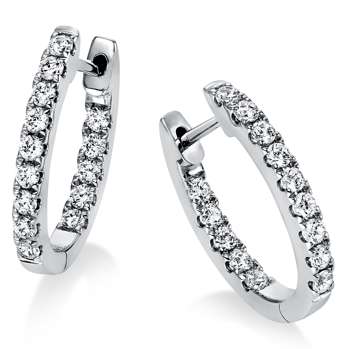 diamond full cut  modern woman hoops & huggies in platinum