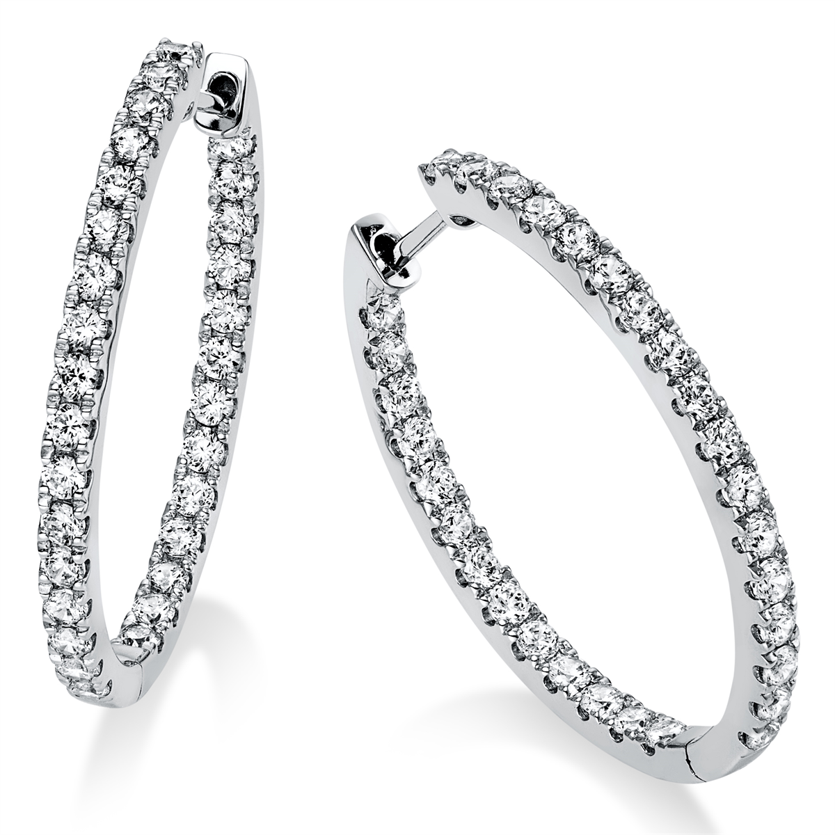 diamond full cut  modern woman hoops & huggies in white gold