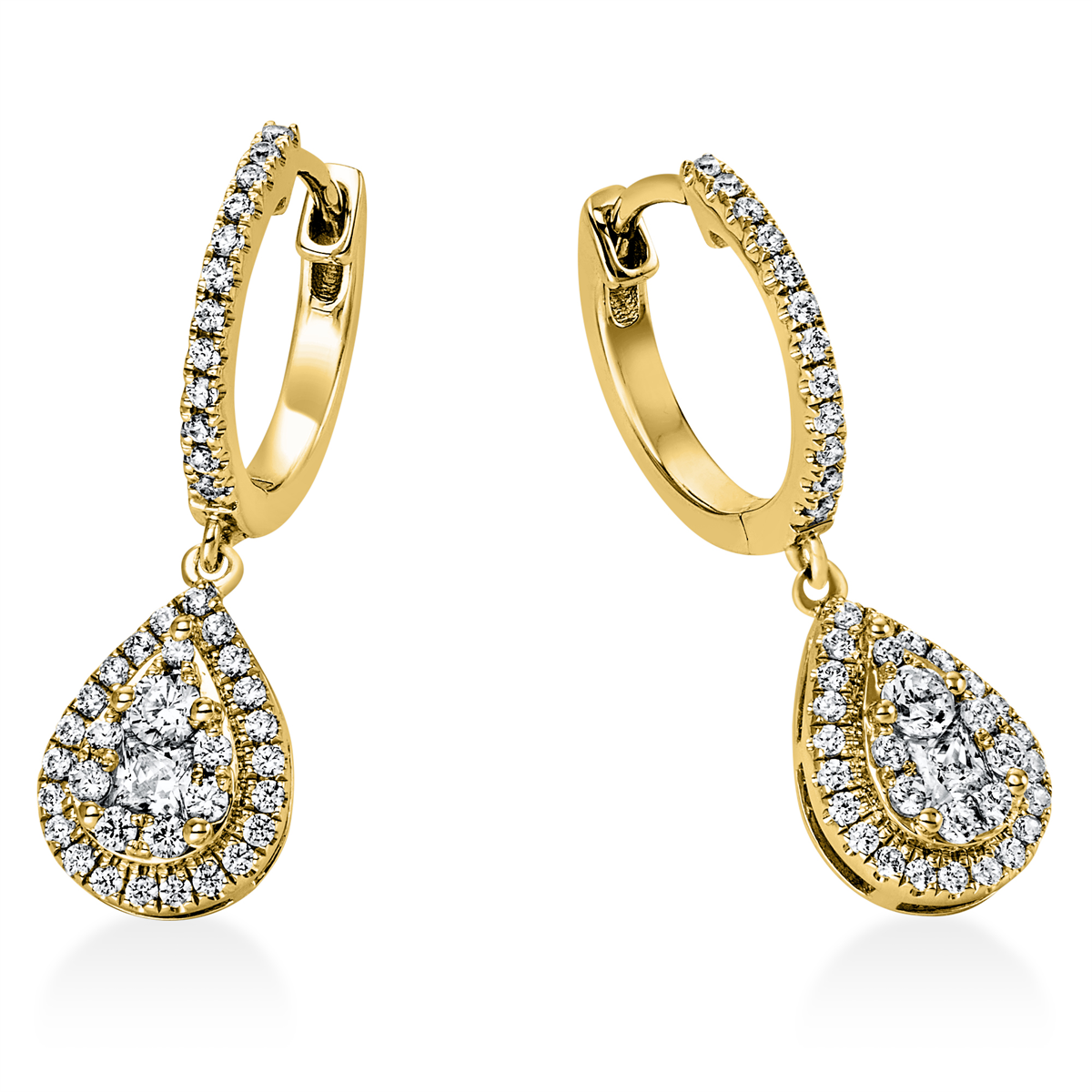 diamond full cut  illusion classic earrings in yellow gold
